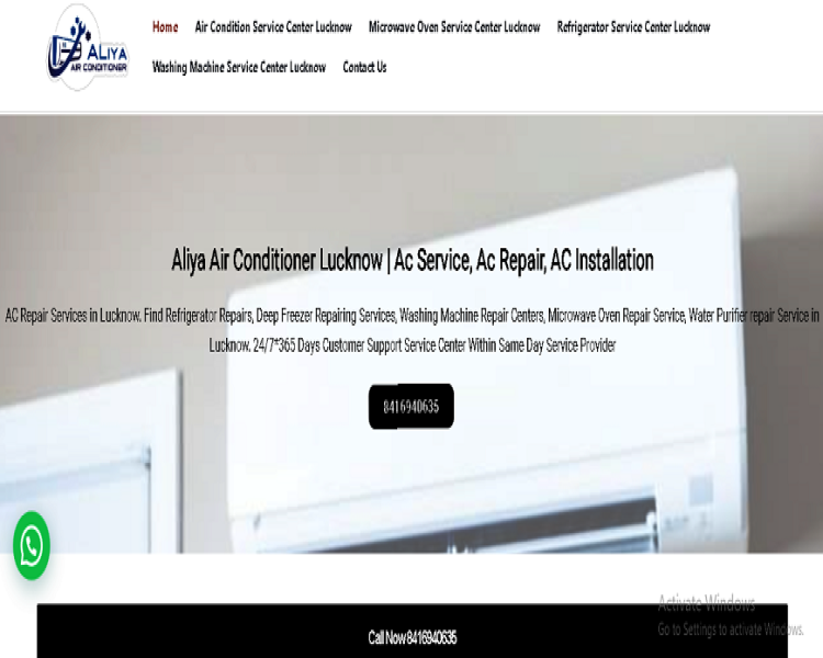 Aliya Air Conditioner Lucknow - Website project by The SoftSys Lucknow