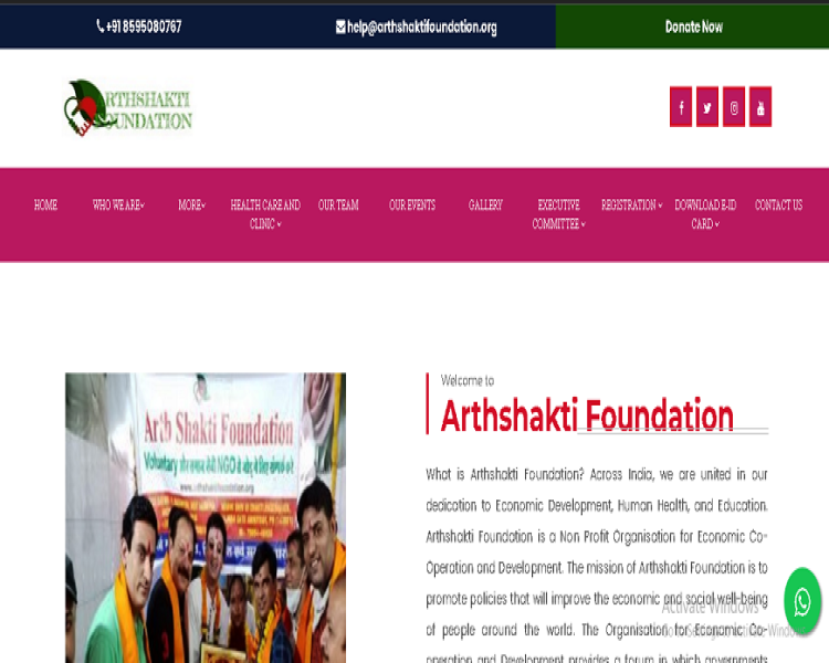 Arthshakti Foundation - Website project by The SoftSys Lucknow
