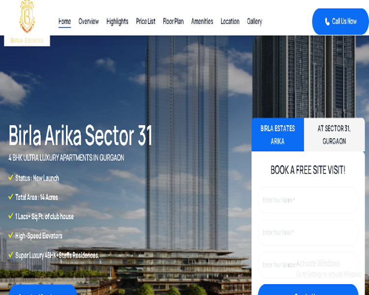 Birla Estates Arika - Website project by The SoftSys Lucknow