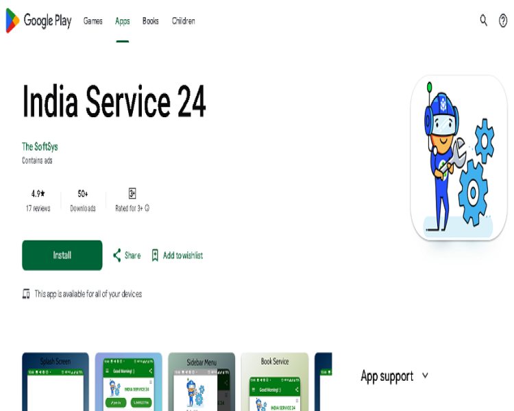 India Service 24 App - Mobile App project by The SoftSys Lucknow